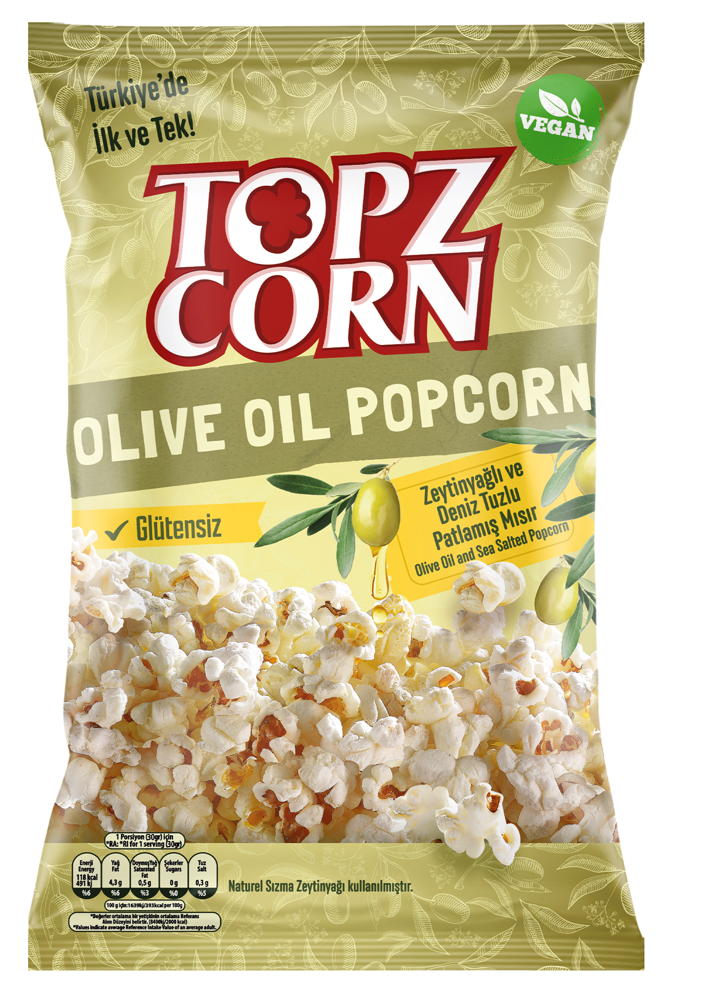 Zeytinyağı ve Deniz Tuzlu Patlamış Mısır